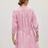 100% Linen Ruffle Trim Half Sleeve Tunic Shirt