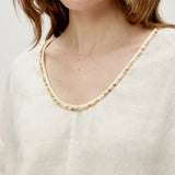 100% Linen Hand-Beaded Neckline Elastic Cuffs Blouse