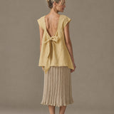 100% Linen Square Neck Patchwork Blouse