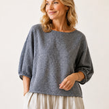 100% Checked Pattern 3/4 Sleeve Blouse