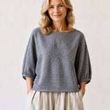 100% Checked Pattern 3/4 Sleeve Blouse