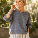 100% Checked Pattern 3/4 Sleeve Blouse