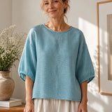 100% Checked Pattern 3/4 Sleeve Blouse
