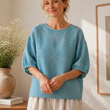 100% Checked Pattern 3/4 Sleeve Blouse