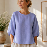 100% Checked Pattern 3/4 Sleeve Blouse
