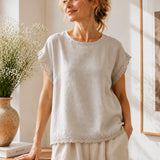 100% Lace Trim Capes Sleeve Blouse
