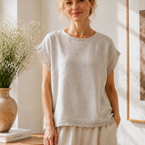 100% Lace Trim Capes Sleeve Blouse