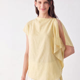 100% Linen Asymmetric Draped Blouse