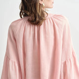 100% Linen Balloon Sleeve Blouse