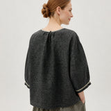 100% Linen Black Plaid Top