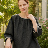 100% Linen Black Plaid Top
