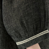 100% Linen Black Plaid Top