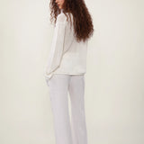 100% Linen Boat Neck Long Sleeve Knit Top