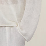 100% Linen Boat Neck Long Sleeve Knit Top