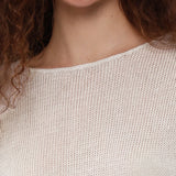100% Linen Boat Neck Long Sleeve Knit Top