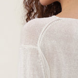 100% Linen Boat Neck Long Sleeve Knit Top