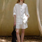 100% Linen Button-Up Chest Pocket Shirt