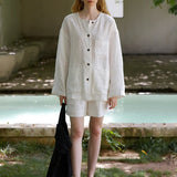 100% Linen Button-Up Chest Pocket Shirt
