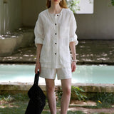 100% Linen Button-Up Chest Pocket Shirt