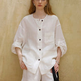 100% Linen Button-Up Chest Pocket Shirt