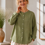 100% Linen Button Down Long Sleeve Shirt