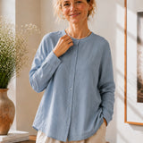 100% Linen Button Down Long Sleeve Shirt
