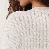 100% Linen Cable Knit Button Down Cardigan