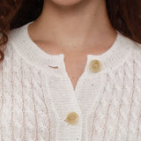 100% Linen Cable Knit Button Down Cardigan