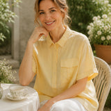100% Linen Cap Sleeve Chest Pocket Shirt