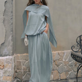 100% Linen Cape Overlay Blouse