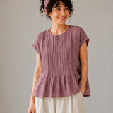 100% Linen Cape Sleeve Pleated Blouse