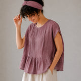 100% Linen Cape Sleeve Pleated Blouse
