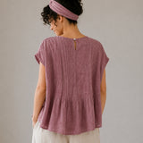 100% Linen Cape Sleeve Pleated Blouse