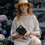 100% Linen Chest Pocket Roll-Tab Sleeve Tunic Shirt