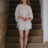 100% Linen Chest Pocket Roll-Tab Sleeve Tunic Shirt