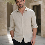 100% Linen Classic Collar Long Sleeve Shirt