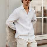 100% Linen Classic Collar Long Sleeve Shirt