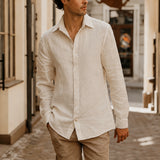100% Linen Classic Collar Long Sleeve Shirt