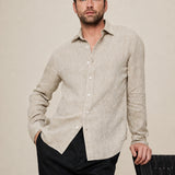 100% Linen Classic Collar Long Sleeve Shirt