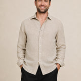 100% Linen Classic Collar Long Sleeve Shirt