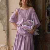 100% Linen Cold Shoulder Draped Blouse