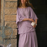 100% Linen Cold Shoulder Draped Blouse