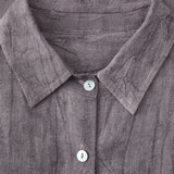 100% Linen Collared Button-Front Relaxed Shirt with Chest Pockets