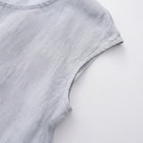 100% Linen Collared Cap Sleeve Patch Pocket Blouse