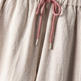 100% Linen Contrast-Trim Ankle Wide-Leg Pants