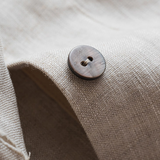 100% Linen Crew-Neck Button-Front Top with Pockets