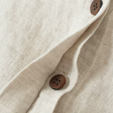 100% Linen Crew-Neck Hidden-Button Relaxed Top