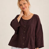100% Linen Crew Neck Relaxed Fit Shirt