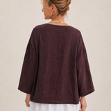 100% Linen Crew Neck Relaxed Fit Shirt
