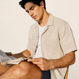 100% Linen Cuban Collar Short Sleeve Shirt